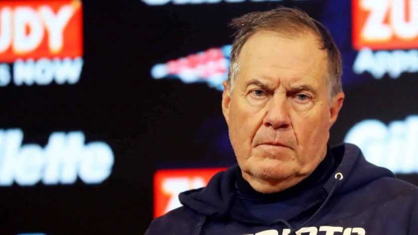 FOXBOROUGH, MASSACHUSETTS - JANUARY 04: Head coach Bill Belichick of the New England Patriots addresses the media in a press conference following the Patriots 20-13 loss to the Tennessee Titans in the AFC Wild Card Playoff game at Gillette Stadium on January 04, 2020 in Foxborough, Massachusetts.