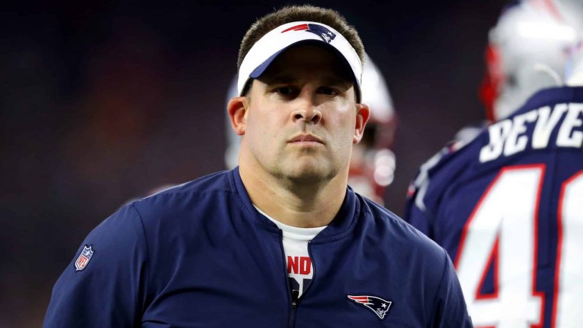 FOXBOROUGH, MASSACHUSETTS - SEPTEMBER 08: New England Patriots offensive coordinator Josh McDaniels looks on before the game against the Pittsburgh Steelers at Gillette Stadium on September 08, 2019 in Foxborough, Massachusetts.