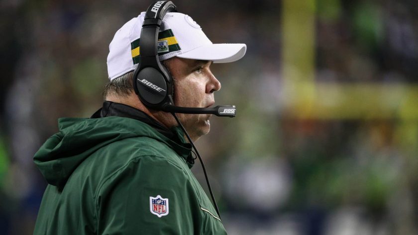 SEATTLE, WA - NOVEMBER 15: Head coach Mike McCarthy of the Green Bay Packers watches the action in the first quarter against the Seattle Seahawks at CenturyLink Field on November 15, 2018 in Seattle, Washington.