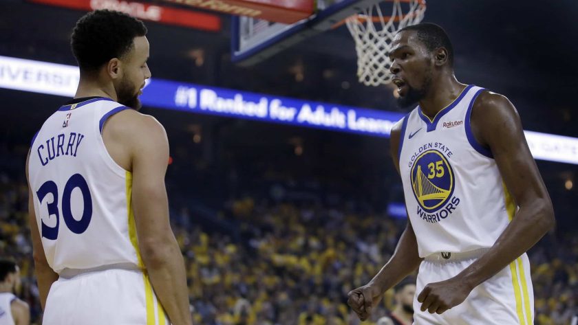 Brooklyn Nets’ Kevin Durant and Steph Curry embrace after game (Video)