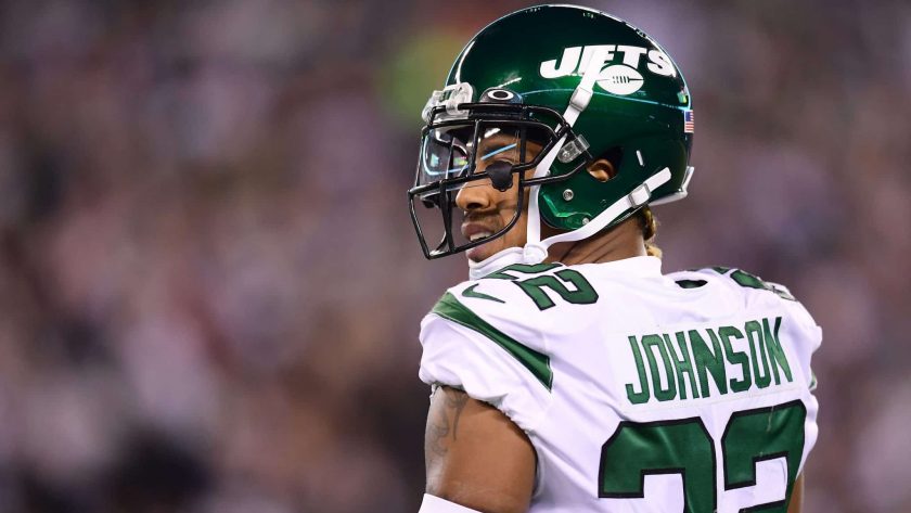 EAST RUTHERFORD, NEW JERSEY - OCTOBER 13: Trumaine Johnson #22 of the New York Jets reacts against the Dallas Cowboys at MetLife Stadium on October 13, 2019 in East Rutherford, New Jersey.