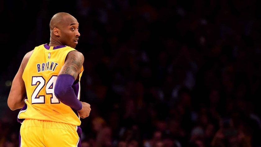 LOS ANGELES, CA - APRIL 13: Kobe Bryant #24 of the Los Angeles Lakers looks back in the first half while taking on the Utah Jazz at Staples Center on April 13, 2016 in Los Angeles, California. NOTE TO USER: User expressly acknowledges and agrees that, by downloading and or using this photograph, User is consenting to the terms and conditions of the Getty Images License Agreement.