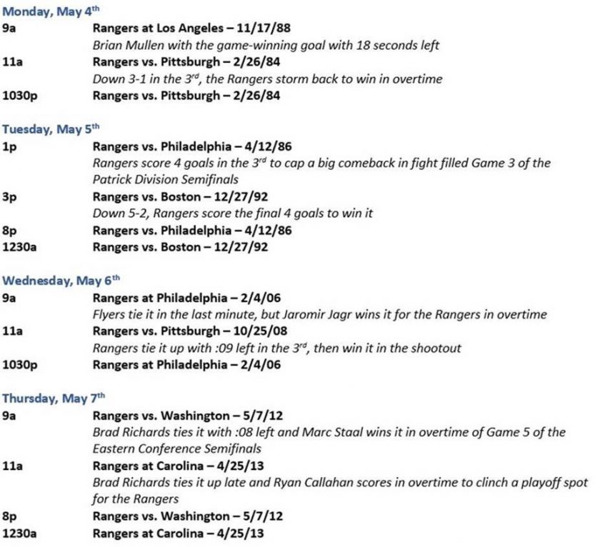 Msg Layout Rangers New York Rangers: MSGN airing Blueshirts classic comebacks and ...