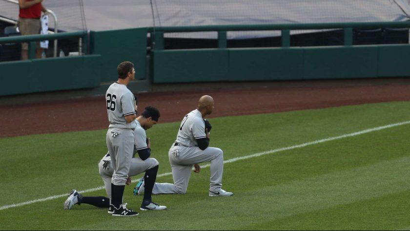 New York Yankees’ Giancarlo Stanton, Aaron Hicks take knee for social injustice