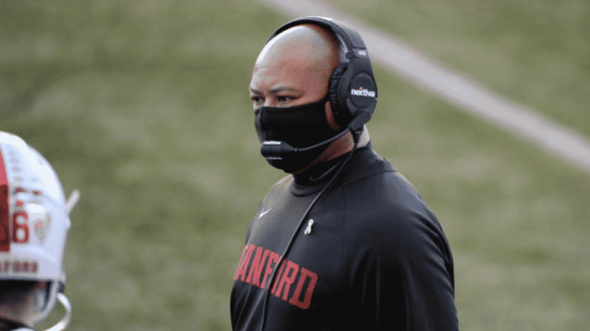 SEATTLE, WA - DECEMBER 05: Stanford Cardinal head coach David Shaw is seen on the sidelines during a PAC12 football game between the Stanford Cardinal and the Washington Huskies on December 5, 2020 at Husky Stadium in Seattle, WA.