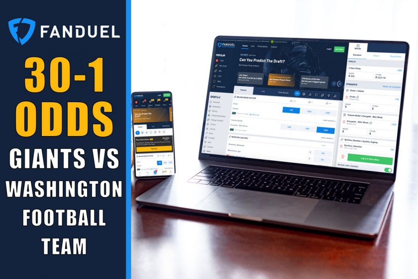 FanDuel Sportsbook Has 30-1 Odds for Giants vs. Washington Football Team