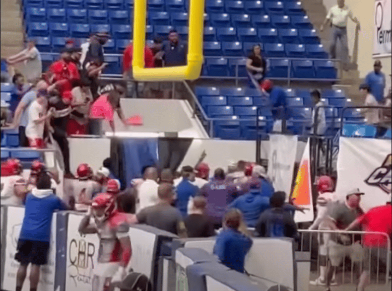 Arena football brawl highlighted by steel chair-wielding fan (VIDEO)