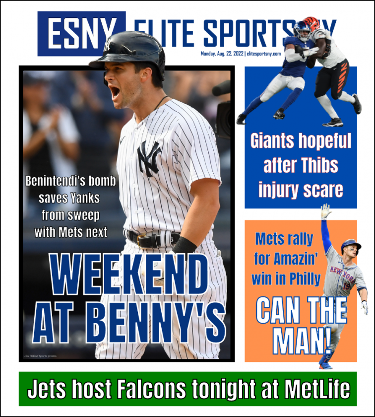 Yankees rally to beat Blue Jays, avoid sweep | ESNY back page