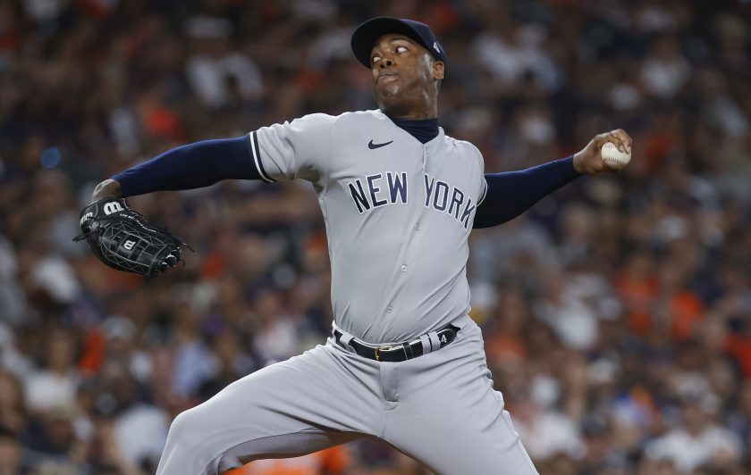 Aroldis Chapman misses workout, left off ALDS roster