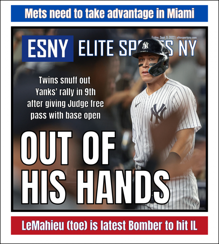 Twins intentionally walk Aaron Judge in 9th, halt Yankees’ rally | ESNY back page