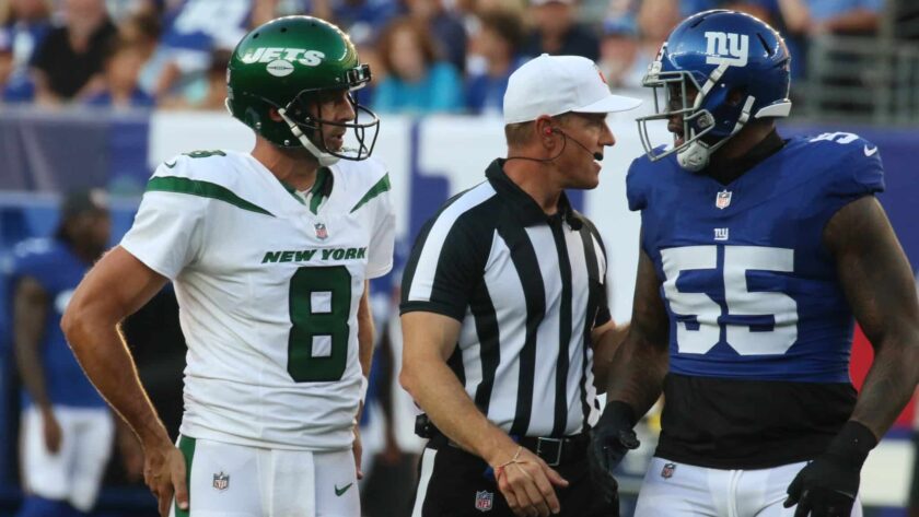 WATCH: Jets’ Aaron Rodgers rips into Giants defender, then clowns him