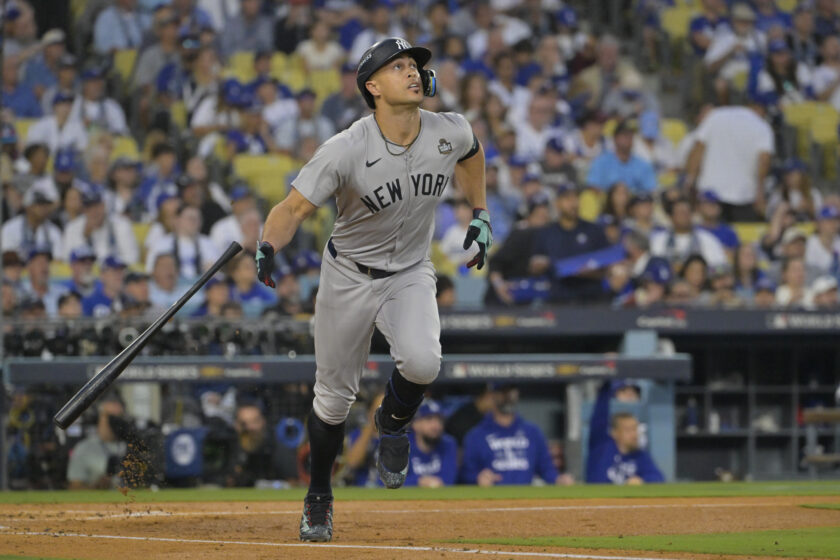 WATCH: Giancarlo Stanton 2-run blast gives Yankees lead in Game 1