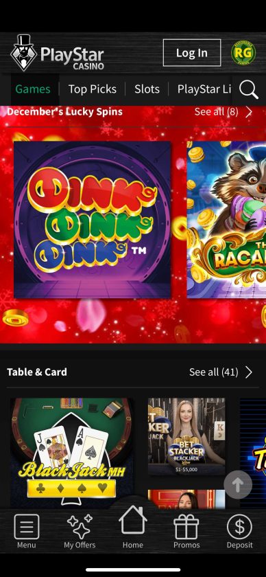 PlayStar Casino Home Page