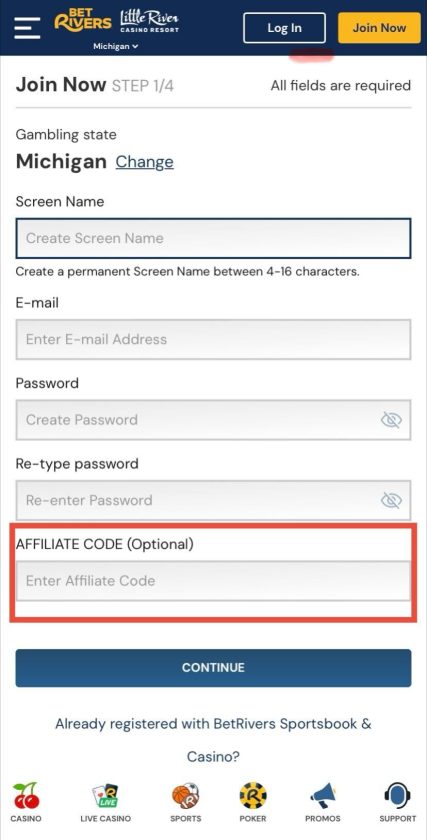 betrivers sportsbook app signup