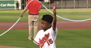 Child Throws Out First Pitch At Baltimore Orioles Game After Bilateral Hand Transplant (Video) 