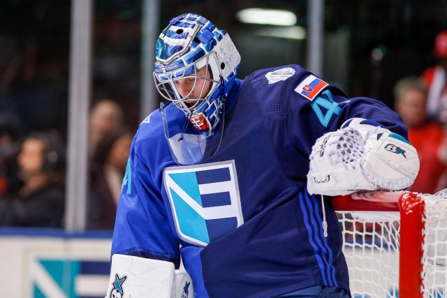 Sep 29, 2016; Toronto, Ontario, Canada; Team Europe goaltender Jaroslav Halak (41) reacts during game two of the World Cup of Hockey final at Air Canada Centre. Mandatory Credit: Kevin Sousa-USA TODAY Sports