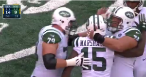 New York Jets' Ryan Fitzpatrick Finds Brandon Marshall Who Abuses Richard Sherman (Video) 