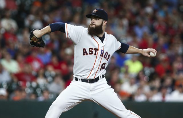 Aug 16, 2016; Houston, TX, USA; Houston Astros starting pitcher Dallas Keuchel (60) delivers a pitch during the first inning against the St. Louis Cardinals at Minute Maid Park. Mandatory Credit: Troy Taormina-USA TODAY Sports