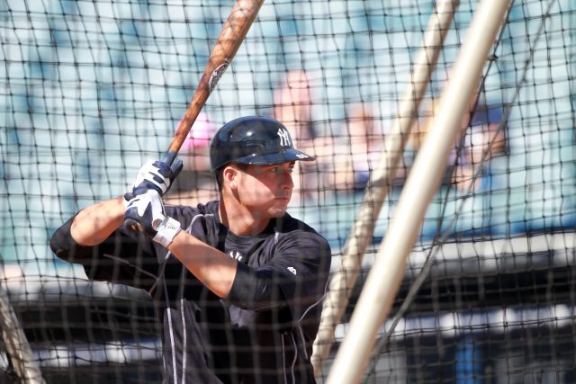 Feb 21, 2015; Tampa, FL, USA; New York Yankees catcher Kyle Higashioka (86) at batting practice during spring training workouts at George M. Steinbrenner Field. Mandatory Credit: Kim Klement-USA TODAY Sports