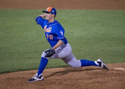 Mar 22, 2016; Tampa, FL, USA; New York Mets relief pitcher Paul Sewald (79) pitches against the New York Yankees during the eighth inning at George M. Steinbrenner Field. The Yankees defeat the Mets 6-3. Mandatory Credit: Jerome Miron-USA TODAY Sports