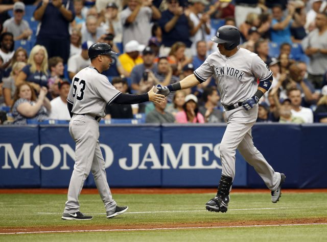 Jul 31, 2016; St. Petersburg, FL, USA; New York Yankees right fielder <a rel=