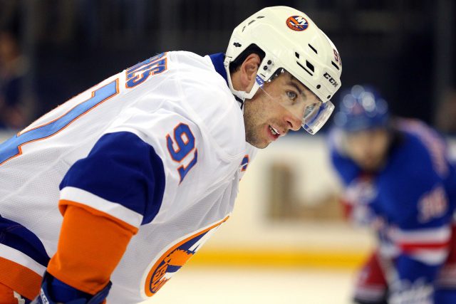 Oct 13, 2016; New York, NY, USA; New York Islanders center John Tavares (91) prepares for a face-off against the New York Rangers during the first period at Madison Square Garden. Mandatory Credit: Brad Penner-USA TODAY Sports