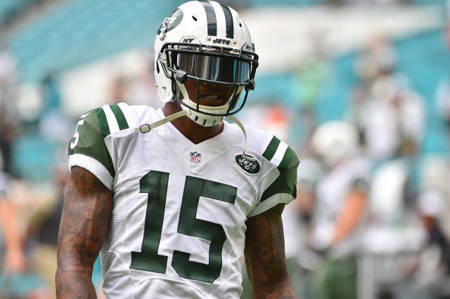 Nov 6, 2016; Miami Gardens, FL, USA; New York Jets wide receiver Brandon Marshall (15) looks on before the game against the Miami Dolphins at Hard Rock Stadium. Mandatory Credit: Jasen Vinlove-USA TODAY Sports