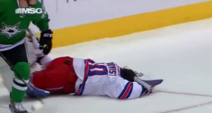 New York Rangers' Henrik Lundqvist gets drilled by Cody Eakin (Video) 