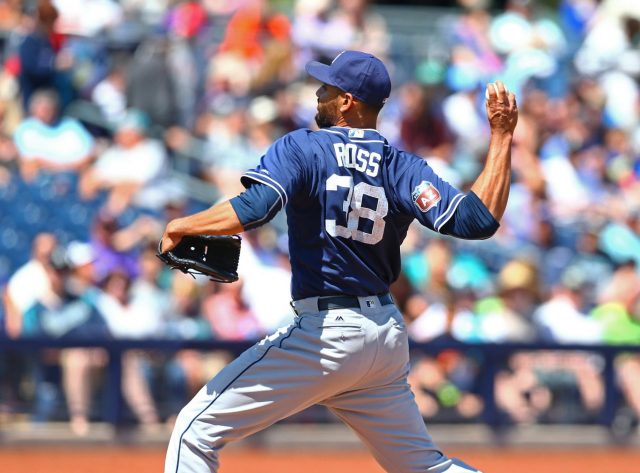 Mar 30, 2016; Peoria, AZ, USA; San Diego Padres pitcher Tyson Ross against the Seattle Mariners during a spring training game at Peoria Sports Complex. Mandatory Credit: Mark J. Rebilas-USA TODAY Sports