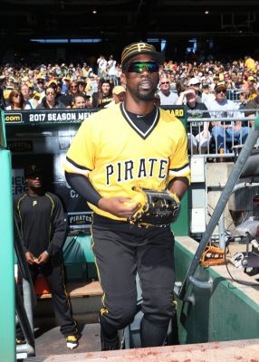 Sep 25, 2016; Pittsburgh, PA, USA; Pittsburgh Pirates center fielder Andrew McCutchen (22) takes the field against the Washington Nationals during the first inning PNC Park. Mandatory Credit: Charles LeClaire-USA TODAY Sports