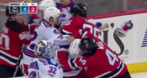 New York Rangers, New Jersey Devils Get Into Mini-Brawl Thanks to Miles Wood (Video) 