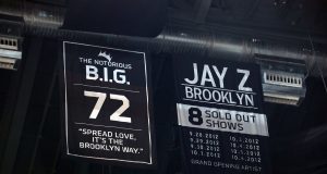 Brooklyn Nets Unveil The Notorious B.I.G. Banner at the Barclays Center (Video) 