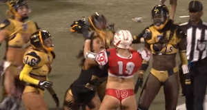 Legends Football League Girl Knocks Out Opponent With One Punch (Video) 