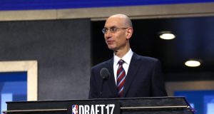 NEW YORK, NY - JUNE 22: NBA Commissioner Adam Silver speaks during the first round of the 2017 NBA Draft at Barclays Center on June 22, 2017 in New York City. NOTE TO USER: User expressly acknowledges and agrees that, by downloading and or using this photograph, User is consenting to the terms and conditions of the Getty Images License Agreement.
