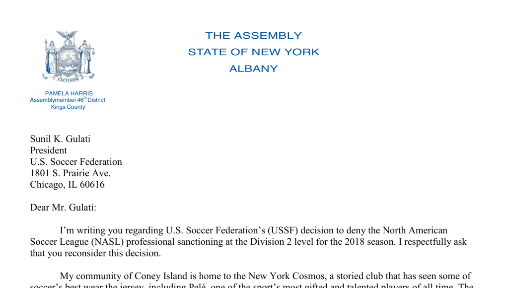 New York Cosmos: Open letters to the United States Soccer Federation 9