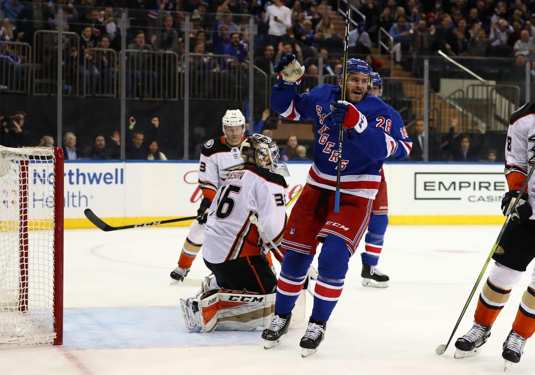 New York Rangers 4, Anaheim Ducks 1: Paul Carey's two goals lead way