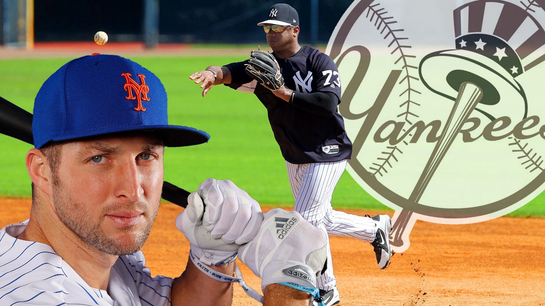 New York Yankees video: Russell Wilson strikes out, Tim Tebow lends thoughts