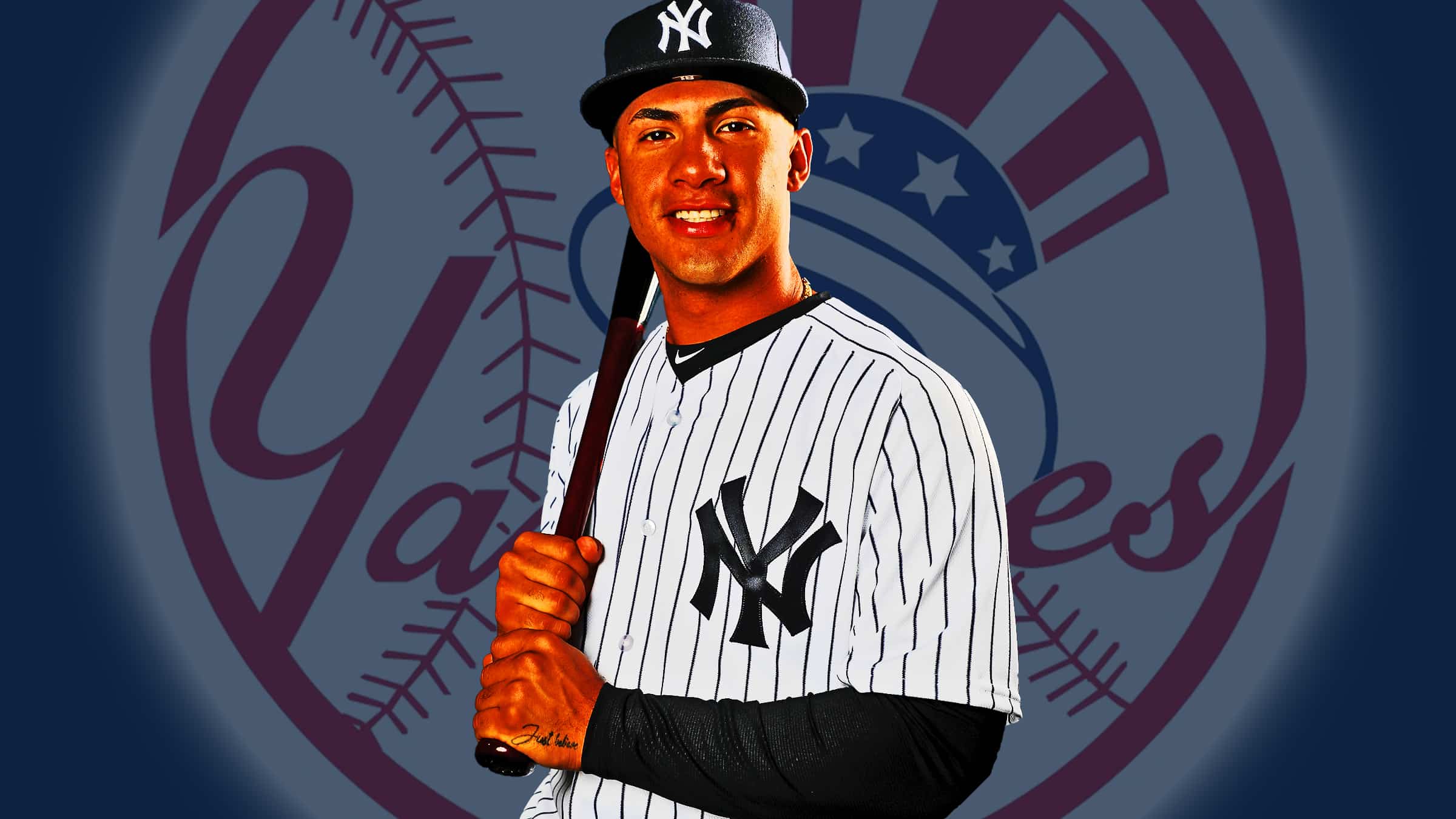 Detail view of the hat and uniform of Gleyber Torres of the New York  News Photo - Getty Images