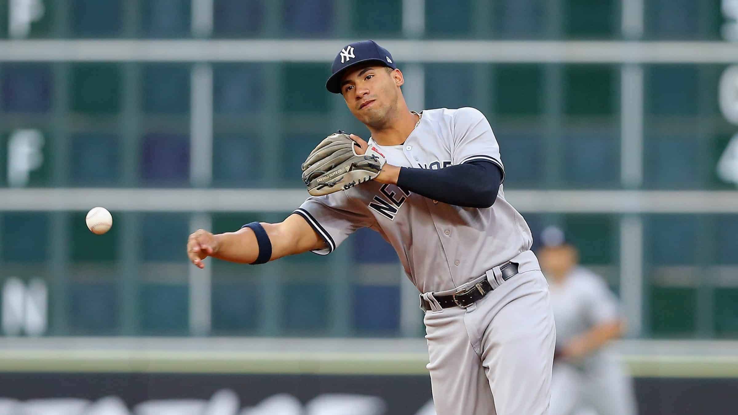 Gleyber Torres of the New York Yankees in action against the Houston  News Photo - Getty Images