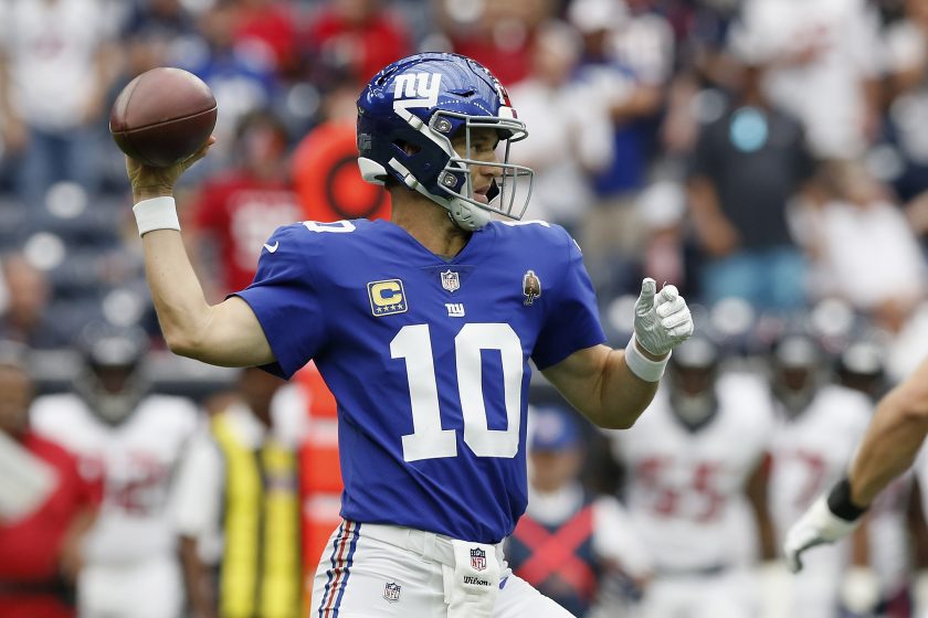 Houston, TX, USA. 23rd Sep, 2018. The New York Giants celebrate after an  interception during the fourth quarter of the NFL football game between the  Houston Texans and the New York Giants