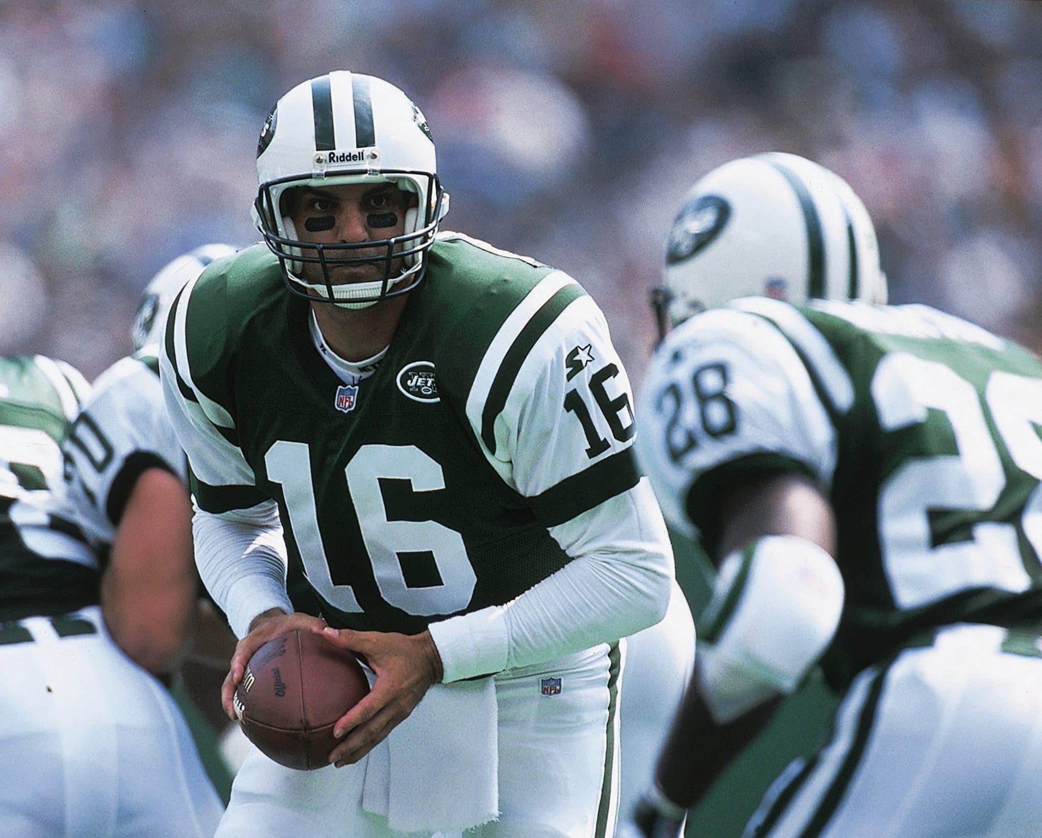 New York Jets' quarterback Vinny Testaverde is helped off the