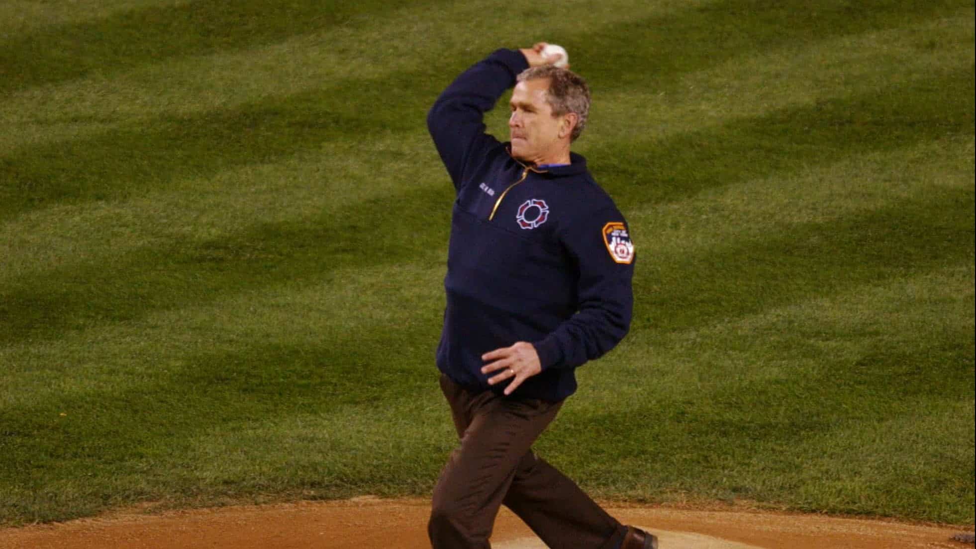 X President George W Bush Throws Out The St Pitch At Yankee