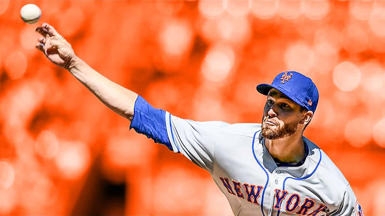 Jacob deGrom, New York Mets, MLB, american baseball player, portrait,  orange stone background, HD wallpaper