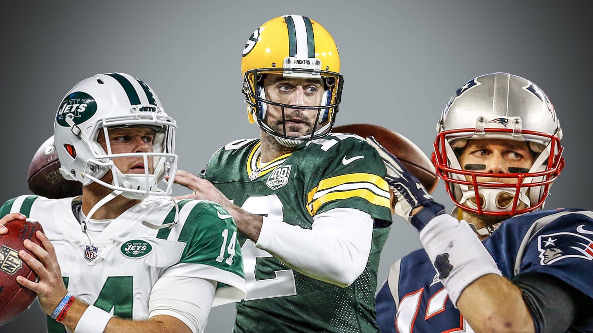 Sam Darnold, Aaron Rodgers, Tom Brady