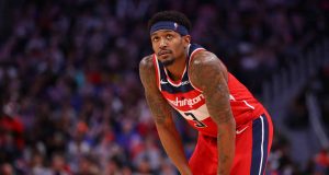 DETROIT, MICHIGAN - DECEMBER 16: Bradley Beal #3 of the Washington Wizards plays against the Detroit Pistons at Little Caesars Arena on December 16, 2019 in Detroit, Michigan. NOTE TO USER: User expressly acknowledges and agrees that, by downloading and or using this photograph, User is consenting to the terms and conditions of the Getty Images License Agreement.