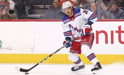 PHILADELPHIA, PA - DECEMBER 23: Artemi Panarin #10 of the New York Rangers controls the puck against the Philadelphia Flyers at the Wells Fargo Center on December 23, 2019 in Philadelphia, Pennsylvania.