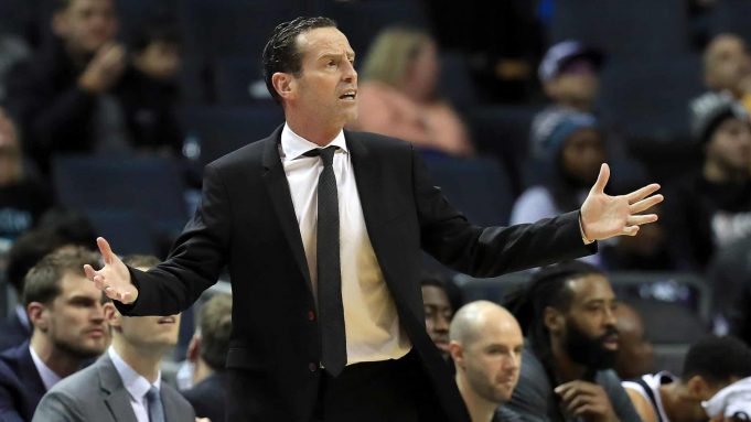 CHARLOTTE, NORTH CAROLINA - DECEMBER 06: Head coach Kenny Atkinson of the Brooklyn Nets watches on against the Charlotte Hornets during their game at Spectrum Center on December 06, 2019 in Charlotte, North Carolina. NOTE TO USER: User expressly acknowledges and agrees that, by downloading and or using this photograph, User is consenting to the terms and conditions of the Getty Images License Agreement.
