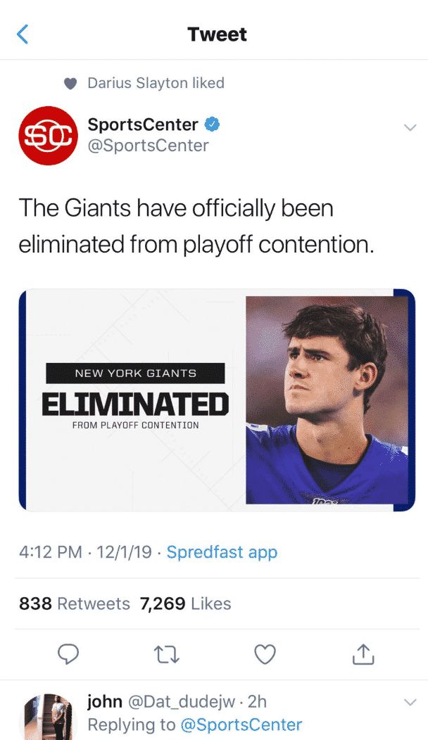 Darius Slayton, Daniel Jones Tweet