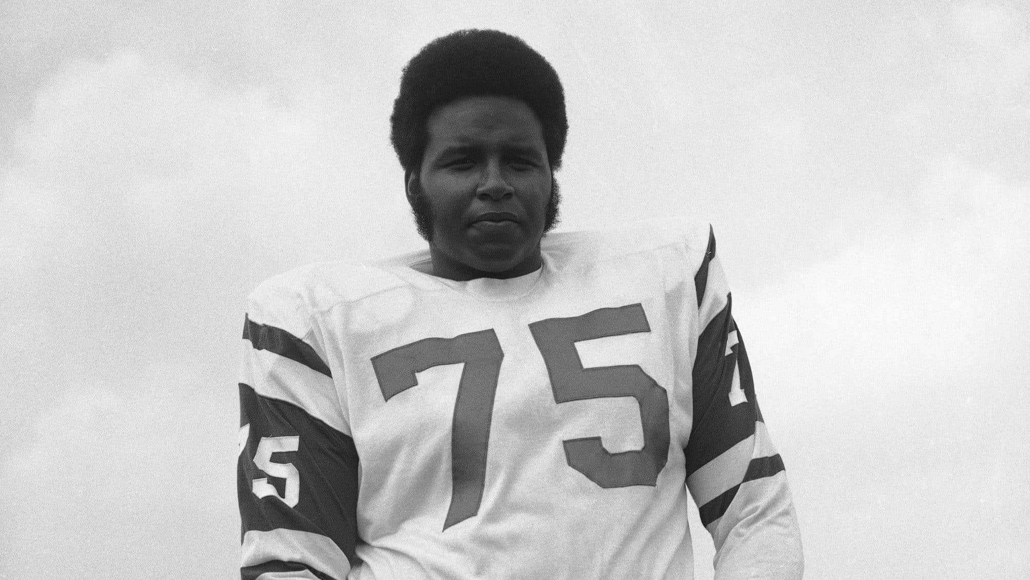 FILE- This July 17, 1972, file photo shows, Winston Hill of the New York Jets. Hill, a durable Pro Bowl offensive tackle who helped protect Joe Namath on the way to the New York Jets' Super Bowl victory in 1969, has died. He was 74. The team announced Tuesday, April 26, 2016, that Hill died in his adopted hometown of Denver.