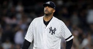NEW YORK, NEW YORK - SEPTEMBER 18: CC Sabathia #52 of the New York Yankees reacts as he is about to be pulled from the game in the third inning against the Los Angeles Angels at Yankee Stadium on September 18, 2019 in the Bronx borough of New York City.